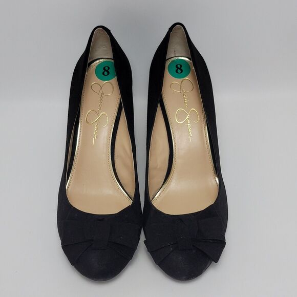 Jessica Simpson Sheryll Womens Suede Black Bow Toe Slip On Wedge Shoes Size 8M - Picture 6 of 12